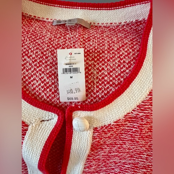 GAP Orange button down sweater with white trim. NWT - Picture 5 of 5